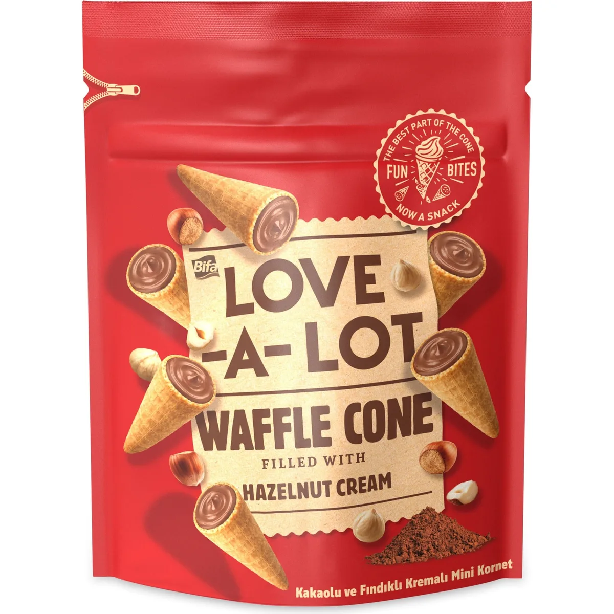 Napolitană Bifa Love-a-Lot cornet cu cremă 55 g